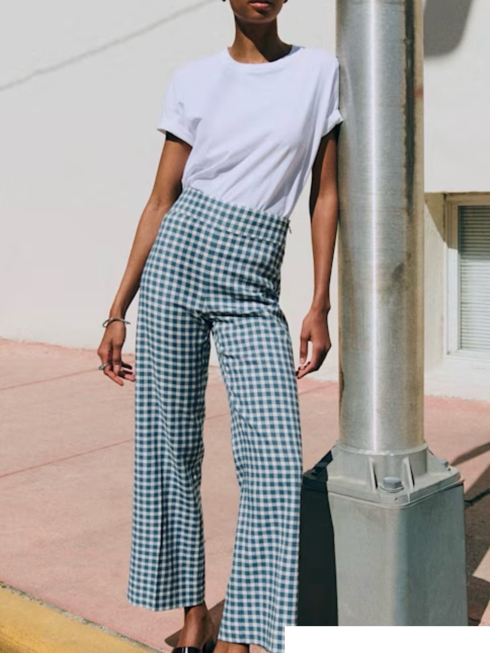 NEVER WORN Sezane Jocelyn pant vintage blue and ecru checks